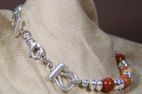 Mens Red Jasper Bracelet, Sterling Silver Bracelet, Sterling Silver and Red Jasper  Bracelet, Gemstone Bracelet