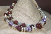 Gemstone Bracelet, Sterling Silver Bracelet, Red Lightening Agate Bracelet, Adjustable, Multistrand Bracelet
