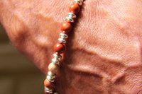 Mens Red Jasper Bracelet, Sterling Silver Bracelet, Sterling Silver and Red Jasper  Bracelet, Gemstone Bracelet