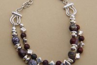 Gemstone Bracelet, Sterling Silver Bracelet, Red Lightening Agate Bracelet, Adjustable, Multistrand Bracelet