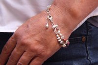 Gemstone Bracelet, Sterling Silver Bracelet, Red Lightening Agate Bracelet, Adjustable, Multistrand Bracelet