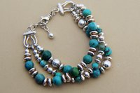 Turquoise Bracelet, Sterling Silver Bracelet, Southwestern Bracelet, Multistrand Bracelet