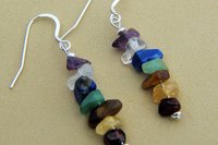 Chakra Earrings, Gemstone Chip Earrings, Sterling Silver  Earrings