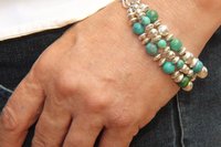 Turquoise Bracelet, Sterling Silver Bracelet, Southwestern Bracelet, Multistrand Bracelet
