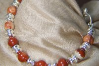 Mens Red Jasper Bracelet, Sterling Silver Bracelet, Sterling Silver and Red Jasper  Bracelet, Gemstone Bracelet