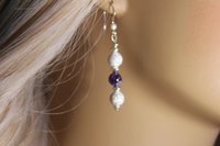 Amethyst Earrings, Sterling Silver Earrings, Stardust Silver Earrings, Gemstone Earrings