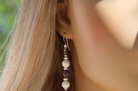 Amethyst Earrings, Sterling Silver Earrings, Stardust Silver Earrings, Gemstone Earrings