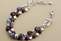 Gemstone Bracelet, Sterling Silver Bracelet, Red Lightening Agate Bracelet, Adjustable, Multistrand Bracelet
