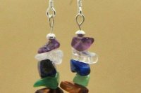 Chakra Earrings, Gemstone Chip Earrings, Sterling Silver  Earrings