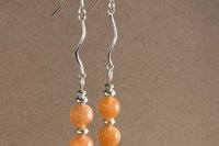 Gemstone Earrings, Sunstone Earrings, Sterling Silver Earrings, Long Dangle Earrings.