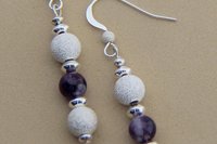 Amethyst Earrings, Sterling Silver Earrings, Stardust Silver Earrings, Gemstone Earrings