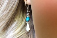 Turquoise Earrings, Mother of Pearl Earrings, Sterling Silver Earrings