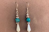 Turquoise Earrings, Mother of Pearl Earrings, Sterling Silver Earrings