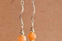Gemstone Earrings, Sunstone Earrings, Sterling Silver Earrings, Long Dangle Earrings.