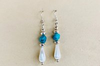 Turquoise Earrings, Mother of Pearl Earrings, Sterling Silver Earrings