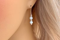 Gemstone Earrings, Amazonite Earrings, Sterling Silver Earrings, Minimalist Earrings