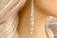 Sunstone Cascading Earrings, Sterling Silver Earrings, Long Dangle Earrings, Gemstone  Earrings, Chain Earrings