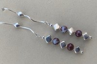 Agate Earring, Sterling Silver Earrings, Red Lightening Earrings, Long Dangle Earrings, Gemstone  Earrings, Southwestern Earrings