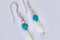 Turquoise Earrings, Mother of Pearl Earrings, Sterling Silver Earrings