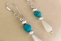 Turquoise Earrings, Mother of Pearl Earrings, Sterling Silver Earrings