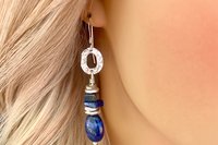 Lapis Lazuli Earrings, Sterling Silver Earrings, Gemstone Earrings, Sterling and Fine Silver Earrings.