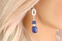 Lapis Lazuli Earrings, Sterling Silver Earrings, Gemstone Earrings, Sterling and Fine Silver Earrings.