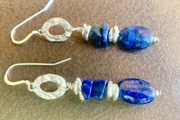 Lapis Lazuli Earrings, Sterling Silver Earrings, Gemstone Earrings, Sterling and Fine Silver Earrings.