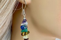 Chakra Earrings, Gemstone Chip Earrings, Sterling Silver  Earrings
