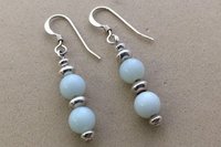 Gemstone Earrings, Amazonite Earrings, Sterling Silver Earrings, Minimalist Earrings