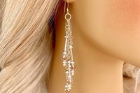 Sunstone Cascading Earrings, Sterling Silver Earrings, Long Dangle Earrings, Gemstone  Earrings, Chain Earrings