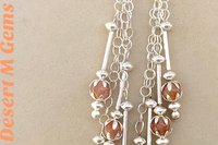 Sunstone Cascading Earrings, Sterling Silver Earrings, Long Dangle Earrings, Gemstone  Earrings, Chain Earrings