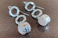 Rose Quartz Earrings, Sterling Silver Earrings, Gemstone Earrings, Sterling Silver Bezel Earrings.
