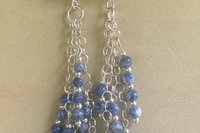 Sodalite Earrings,  Gemstone Earrings, Sterling Silver Earrings,  Sodalite  Long Dangle Earrings, Chain Earrings