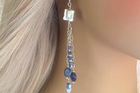 Sodalite Earrings,  Gemstone Earrings, Sterling Silver Earrings,  Sodalite  Long Dangle Earrings, Chain Earrings
