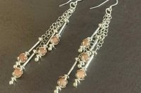 Sunstone Cascading Earrings, Sterling Silver Earrings, Long Dangle Earrings, Gemstone  Earrings, Chain Earrings