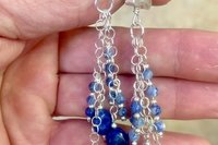 Sodalite Earrings,  Gemstone Earrings, Sterling Silver Earrings,  Sodalite  Long Dangle Earrings, Chain Earrings