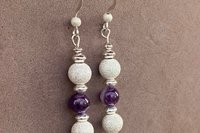 Amethyst Earrings, Sterling Silver Earrings, Stardust Silver Earrings, Gemstone Earrings