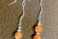 Gemstone Earrings, Sunstone Earrings, Sterling Silver Earrings, Long Dangle Earrings.