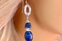 Lapis Lazuli Earrings, Sterling Silver Earrings, Gemstone Earrings, Sterling and Fine Silver Earrings.