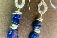 Lapis Lazuli Earrings, Sterling Silver Earrings, Gemstone Earrings, Sterling and Fine Silver Earrings.