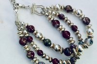 Agate Bracelet, Sterling Silver Bracelet, Red Lightening Agate Bracelet, Gemstone  Bracelet, Multistrand