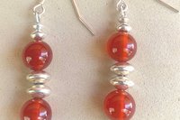 Gemstone Earrings, Sterling Silver Earrings, Carnelian Earrings, Green Aventurine Earrings, Pink Flake Moonstone Earrings
