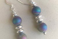 Gemstone Earrings, Sterling Silver Earrings, Sodalite Earrings, White Crystal Pearl Earrings, Druzy Agate Earrings