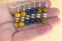 Gemstone Earrings, Sterling Silver Earrings, Honey Tiger Eye Earrings, Lapis Lazuli Earrings, Tiger Eye  Earrings