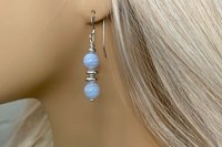 Gemstone Earrings, Sterling Silver Earrings, Rose Quartz and Amethyst Earrings, Amethyst Earrings, Amazonite Earrings