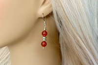Gemstone Earrings, Sterling Silver Earrings, Carnelian Earrings, Green Aventurine Earrings, Pink Flake Moonstone Earrings
