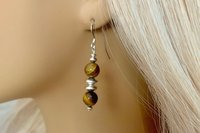Gemstone Earrings, Sterling Silver Earrings, Honey Tiger Eye Earrings, Lapis Lazuli Earrings, Tiger Eye  Earrings