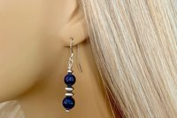 Gemstone Earrings, Sterling Silver Earrings, Honey Tiger Eye Earrings, Lapis Lazuli Earrings, Tiger Eye  Earrings