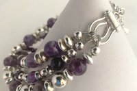 Amethyst Bracelet, Sterling Silver Bracelet, Gemstone Bracelet, Multistrand, Adjustable Bracelet