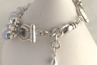 Blue Lace Agate Bracelet, Sterling Silver Bracelet, Gemstone Bracelet, Multistrand, Adjustable Bracelet